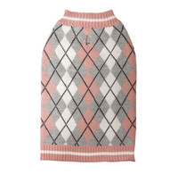 Vibrant Life Warm Knit Dog Sweater Dark Pink Argyle Preppy Medium M - £9.16 GBP