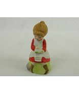 Jasco Porcelain Bisque Christmas Bell, Girl W/Kitten &amp; Wish List, Vintag... - £15.44 GBP