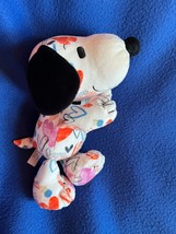 Hallmark Plush White Floppy Peanuts SNOOPY w Various Pink Orange Blue Black Hear - £15.49 GBP