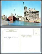 MICHIGAN Postcard -Sault Ste. Marie, Freighter in Mac Arthur Lock, Downbound L48 - £2.30 GBP