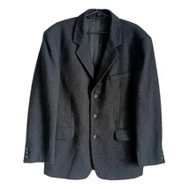 L.O.G.G Mens Black Pure New Wool 3 Buttons Closure Jacket Coat Pockets s... - $31.44