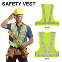 2 Pc Yellow Xxl High Visibility Mesh Safety Vest W/ Reflective Strip Waistcoat - £11.18 GBP