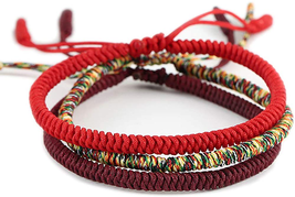 Men Women Chinese Lucky Red String Bracelet Tibetan Buddhist Prayer Handmade Yog - £20.29 GBP