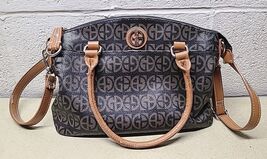 Giani Bernini Brown Signature Silver Block Signature Satchel Bag Purse - $29.89