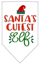 Santa&#39;s Cutest Elf Screen Print Bandana White Size Large - £9.26 GBP