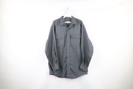 Vintage 90s Big Mac Mens Large Faded Cotton Twill Mechanic Button Shirt Gray - £31.61 GBP