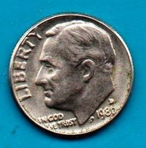 1980 D Roosevelt Dime - Circulated - About XF - £2.34 GBP