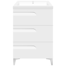 24 W Freestanding Modern White Vanity LV7B-24W with Square Sink Top - £662.53 GBP