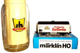 Dinkelacker Hofbrau Warsteiner Schweriner Beer Glas &amp; Marklin Model Trai... - $39.50