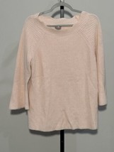 Chico&#39;s Womens Pullover Sweater Pink Round Neck Cotton Open Weave  Sz 2 - £11.51 GBP