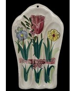 Vintage Ceramic Spoon Rest Hand Painted 3 Slots Sections Flowered Floral... - $22.43 CAD