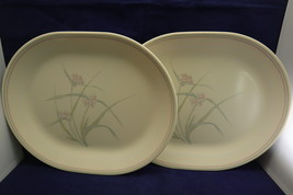 Vintage Corelle By Corning Spring Pond Oval 12x10 Serving Platter Pair Of 2 - £13.66 GBP