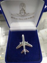 AIRPLANE MILITARY AVIATION, THAI AIR FORCE TIE PIN, SILVER COLOR IN VELV... - $354.45 MXN