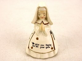 Porcelain Nun Bell, 1950s Vintage Enesco "We Give You Thanks For All Your Gifts" - $29.35