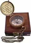 Brass Compass Nautical Antique Vintage Pocket Gift Vintage Maritime Wood... - $34.89