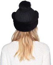 UGG Hat Up Flap Shearling Pom Aviator Water Resistant Trapper New Black ... - £128.49 GBP