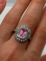 925 Sterling Silver Pink Topaz &amp; Beryl Ring Size 7 - £77.43 GBP