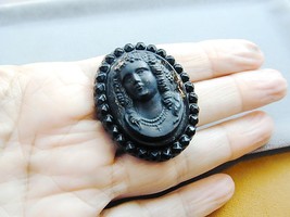 Large Deep Relief Victorian Black Jet Glass Loose Cameo ESTATE - $171.07 CAD