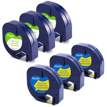 3 White + 3 Yellow Compatible With Dymo Letratag Label Maker Refills For Dymo Lt - $37.99