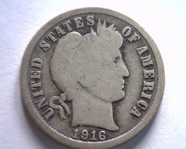 1916 Barber Dime Good+ G+ Nice Original Coin From Bobs Coins Fast 99c Shipment - £4.39 GBP