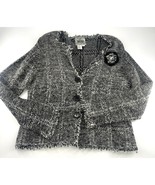 Anthropology Curio Sweater Women Extra Large Black White Wool Blend Card... - $28.41
