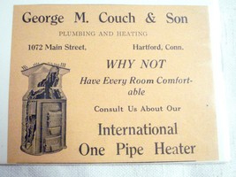 1918 Ad George M. Couch &amp; Son Hartford, Ct. Plumbing and Heating - £6.28 GBP