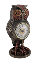 Bronze Copper Finish Steampunk Owl Mantel Clock - $107.26