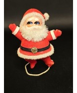 Vintage Dancing Santa Flocked 1950s Christmas Floral Pic Mini Blow Mold ... - $24.72 CAD
