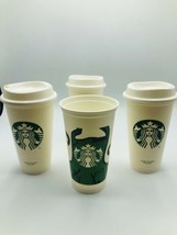 Starbucks Reusable Plastic Cups 4 Pack Classic Look Collectible Green Apron 16oz - £15.65 GBP