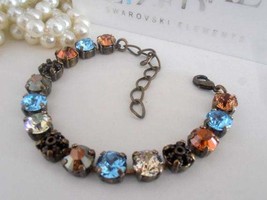 Swarovski Bracelet / Tennis Cupchain Crystal Bracelet / Filigree / Antique Bronz - £28.57 GBP