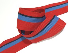 1-5/8&quot; 4cm - Red /Black / Blue Stripe Grosgrain Ribbon Binding Tape GR38 - £3.91 GBP+