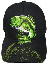 Kiss My Bass Fishing Embroidered Adjustable Cap Hat (US, Numeric, 7 1/4, Black Y - £7.90 GBP