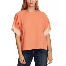 NWT Womens Size XS Vince Camuto Peach Coral Dropped-Shoulder Colorblock Blouse - £22.70 GBP