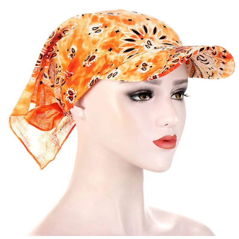 Fashion Cotton Head Scarf Visor Hat Wide Brim Sunhat Summer Beach UV Protection - £8.46 GBP