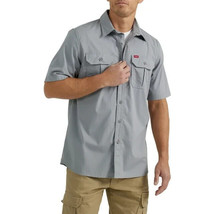 Wrangler® Men&#39;s Relaxed Fit Short Sleeve Twill Shirt, Gray(Sharkskin) Si... - £18.19 GBP