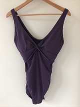Lands End Womens Dark Plum Purple One Piece Nylon Bathing Swimsuit Swim Suit 12 - £39.17 GBP