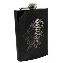 8oz BLACK Lion black flask - $21.55