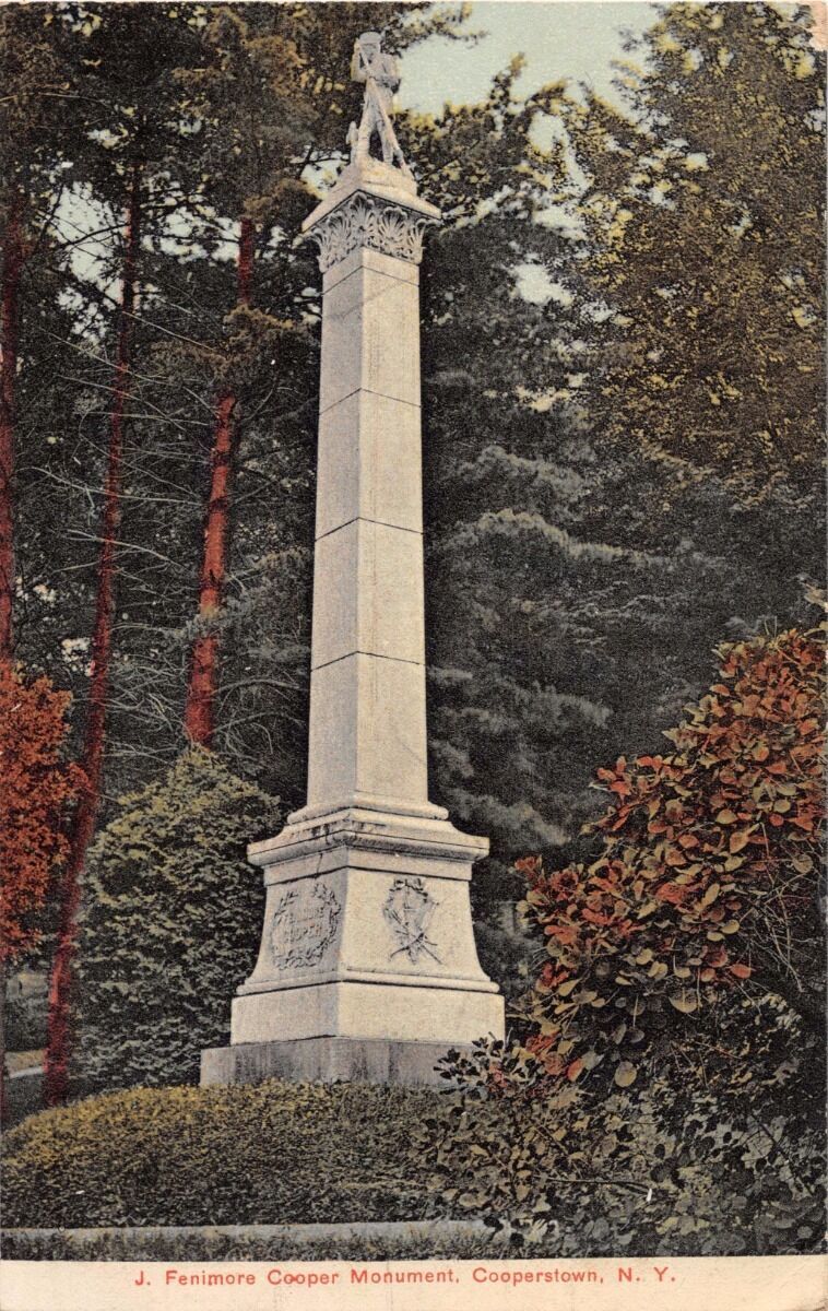 Primary image for COOPERSTOWN NEW YORK~ JAMES FENIMORE COOPER MONUMENT~POSTCARD 1908