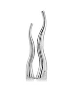 Set Of 2 Modern Tall Silver Squiggly Floor Vases - £596.25 GBP