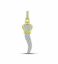 1.20Ct Round Cut Diamond Italian Horn Fashion Charm Pendant 14K Yellow Gold Over - $102.09