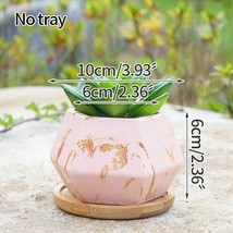 Nordic Marble Pattern Ceramic Hexagon Flower Pot Modern Green Plant Mini Bonsai  - £17.56 GBP