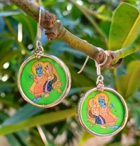 Pendientes de Krishna en miniatura de plata de ley 925 pintados a mano... - £30.08 GBP