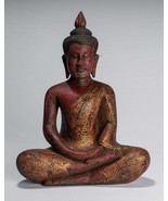 Antik Khmer Stil Holz Sitzende Statue Dhyana Meditation Mudra - 44cm/45.7cm - $439.83