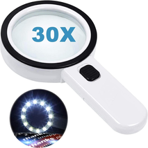 Magnifying Glass with 12 LED Lights, 30X Double Glass Lens Handheld Illu... - $26.49 CAD