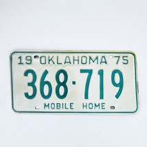 1975 United States Oklahoma Base Mobile Home License Plate 368-719 - £14.94 GBP