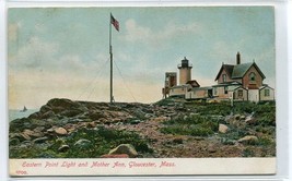 Eastern Point Light House Mother Ann Gloucester Massachusetts 1907c postcard - £5.28 GBP