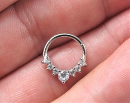 10K White Gold Round Diamond septum clicker for nose and ear body piecin... - $205.70+