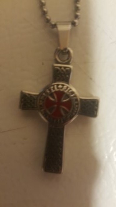 Knights Templar Stainless Steel  Necklace Cross Two-Sided Pendant
