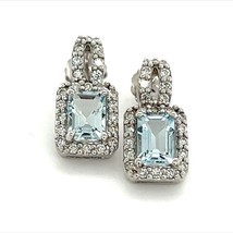 Natural Aquamarine Diamond Earrings 14k Gold 2.38 TCW Certified $4,950 215092 - £1,805.68 GBP