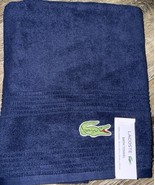 Lacoste ~ Navy Blue Bath Towel 100% Cotton 30&quot; x 52&quot; Big Crocodile Logo (B) - $44.66 CAD